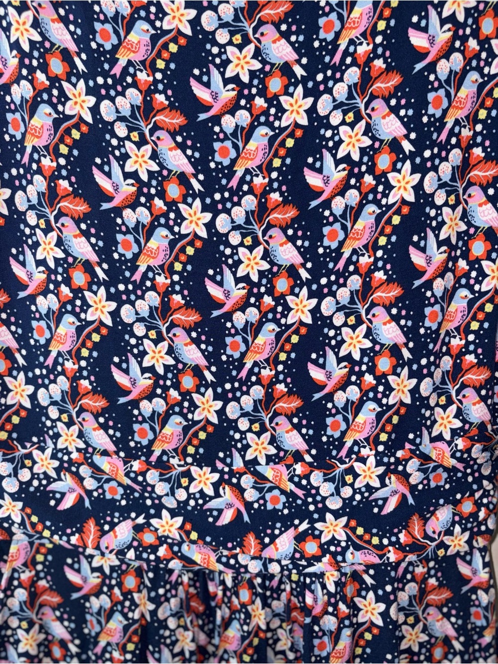 Boden Amelie Bird Floral Jersey Midi Dress Navy Pink Size 10R - Picture 3 of 5